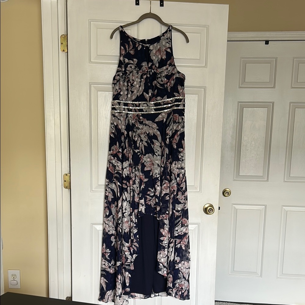 R&M Richards Blue High Low Halter Sundress